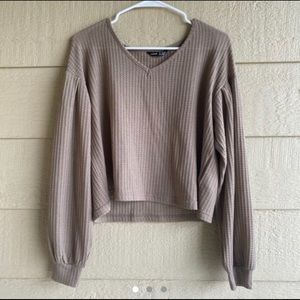 Bishop Sleeve Waffle Knit Tee